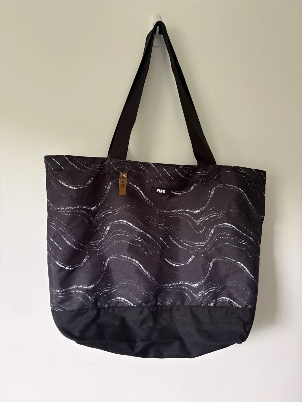 PINK Victoria's Secret Black Wave-Print Tote